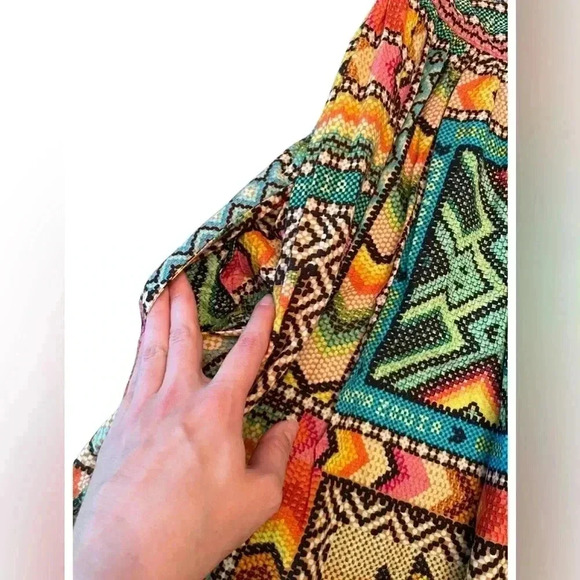 Farm Rio Banana Scarves Multicolor Midi Dress Size XS - Picture 8 of 16